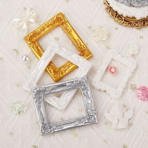 ZENGD DIY Resin Photo Frame Miniature 3D Mini Mirror Props Durable Rustic Mirror Small Model Jewelry Accessories