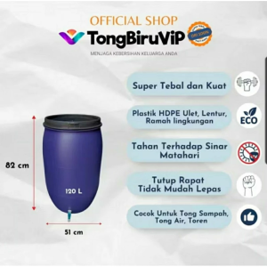120L Tong Air Biru + Kran – Plastik Tebal & Kuat dengan Tutup Seal & O-Ring Anti Bocor