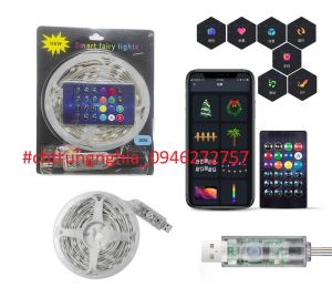CUỘN LED 10 MÉT 100 BÓNG RGB 16 triệu màu cảm ứng âm thanh chống nước chỉnh app điện thoại + điều Khiển