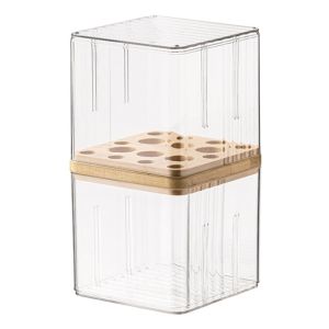 NCUMBE ป้องกันฝุ่น ที่วางแปรงแต่งหน้า ความจุขนาดใหญ่ ชัดเจน กล่องเก็บเครื่องสำอาง ใช้งานได้จริง พร้อมฝาปิด ถังเก็บลิปสติก ตกแต่งห้องนอน