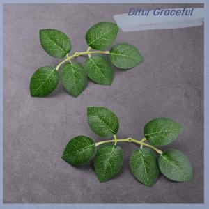 Ditur 10/30/50pcs กุหลาบใบเทียมสีเขียวกุหลาบปลอมใบ DIY CRAFT