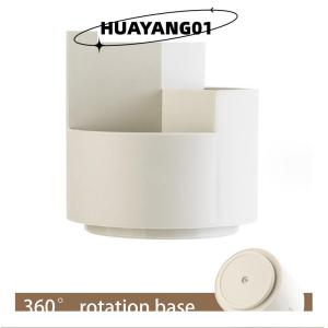 HUAYANG01 [HOT FASHION] เครื่องเขียนอเนกประสงค์สำหรับสำนักงานโต๊ะหมุนแบ่งส่วนสีขาวและเป็นชั้นๆอุปกรณ์ด้านความงาม