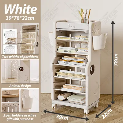 NEST Bookshelf With Wheels Childrens Book shelf Multi-Functional Organizer Magazine Rack Storage Shelf