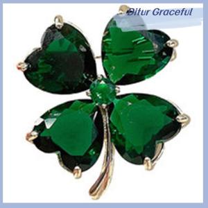 Ditur Lucky Four-leaf Clover Brooch French Retro Emerald Corsage Fixed Clothes Pin Buckle Lady Wedding Jewelry Accessories