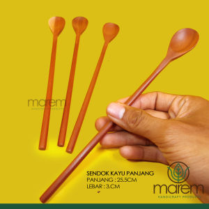 SENDOK KAYU BULAT PANJAN 25 CM