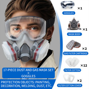 Toxic Vapor Filter Respirator Gas mask set Breathing Protection Topeng Gas Penapis Kapas Aktif 防护罩
