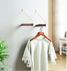 Handmade Nordic Brass Rack Solid Wood Hook Wall-mounted Clothes Hanger Storage Organizer Holder Bathroom Kitchen Home Decorations Tools