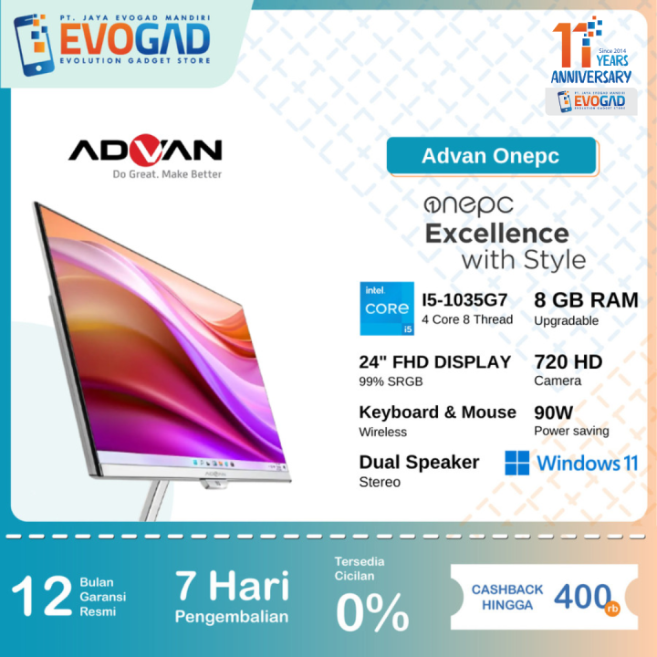 Advan All In One PC AIO OnePC Intel i5 8+512GB Windows 11 | Garansi Re