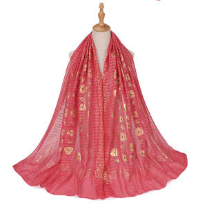 Jifang Women Stamping Gold Floral Pashmina Shawl Scarf Muslim Hijabs Shawls 175x70cm SL100