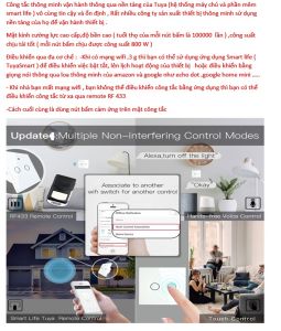 Công  tắc thông minh Wifi  Tuya Smart Life hỗ trợ RF 433Mhz hình chữ Nhật(Chất lượng trên trung bình giá cả phải chăng