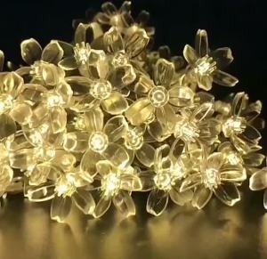 Solar LED Light Garden Waterproof Cherry Flower Fairy String Light Raya Lampu Decor