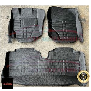 Diamond Deep Dish All Weather Car Mat for Mitsubishi Strada 2007-2014 3 Pieces Set 8mm Thick Waterproof Non-Skid Machine Pressed