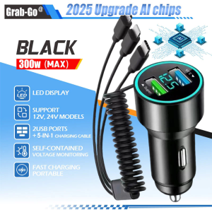 Tropicana 360 Retractable Car Charger  Retractable Car Charger 120W 4 in 1 Car Fast Charger Retractable Car Charger IOS dan Type-c (Retractable Mobile Charger)