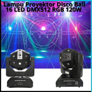 COD GVT Lampu Proyektor Disco Ball Moving Head 16 LED DMX512 RGB 120W 220V - GV120 / Lampu Proyektor Panggung / Lampu Proyektor Warna Warni Hias / Lampu Proyektor Dekorasi