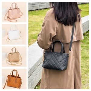 THOMA Large Capacity Embroidered Shoulder Bag Adjustable Strap Elegant Mobile Phone Messenger Bag Light Weight Simple Crossbody Bucket Bag Female