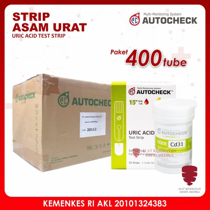 Strip Merek Autocheck Paket Strip 400 Tube Autocheck Uric Acid Test Diangnosa Cek Asam Urat ...