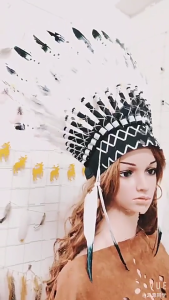 Handmade Crafts Feather Headdress Ethnic American Indian Kokoshnik Colorful Feather Chief Tribe Hairband