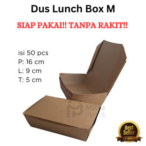 Paper Lunch Box M 50 pcs Laminasi Dus Makan Coklat Kraft Medium Food Grade Forming