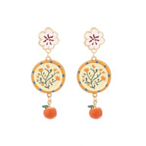 OEUVR Charm Enamel Flower Dangle Earrings Painting Creative Bohemian Dangle Earring Sweet Summer Metal Geometric Stud Earrings Beach