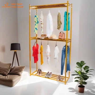 VNS-024 Giá Kê Treo Quần Áo 2 Tầng Xào 3 Tầng Kệ. Khung Xào Sắt Treo Quần Áo Sơn Tĩnh Điện
