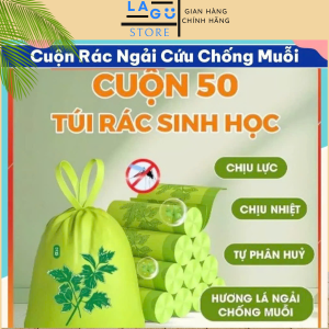 Cuộn 50 túi rác hương ngải cứu xua đuổi côn trùng ruồi muỗi hiệu quả Túi rác ngải cứu cuộn có dây rút