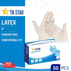 TN STAR Latex Gloves Powder Free-Beige 50/100pcs per box-READY STOCK