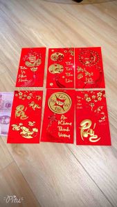 Combo 12 bao lì xì tết Xuân in ép kim vàng 3D cao cấp TV 2  - hàng có sẵn HCM