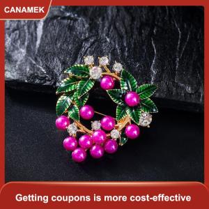 【CANAMEK】 Đa Năng Sáng Tạo Zircon Lá Berry Vòng Hoa Hợp Kim Giáng Sinh Trâm Ngực Khóa Tự Làm Ăn Mặc Phù Hợp Với Khăn Trang Trí Quà Tặng