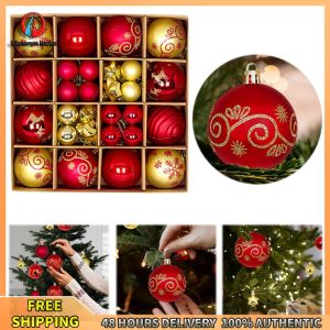 Winnereco Christmas Tree Accessories 44Pcs Plastic Xmas Balls in Bright Colors for Holiday Festive Home Decoration