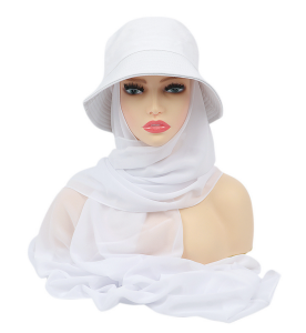 New Muslim Chiffon Hijab With Bucket Hat Fashion Bucket Hat With Tudung Chiffon Shawl