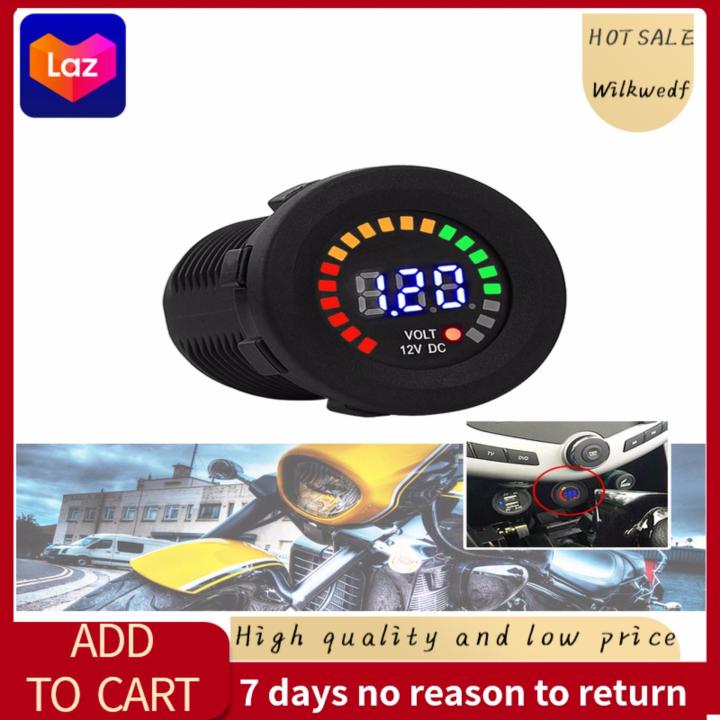 12 V Motorcycle Car Led Digital Display Voltmeter Waterproof Voltage Volt Meter Gauge Black New 9689