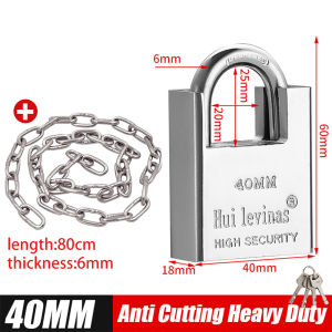 1Set Heavy-Duty Anti-Theft Chain Lock 40mm 50mm 80mm Lock with Padlock for Motorcycles Bicycles