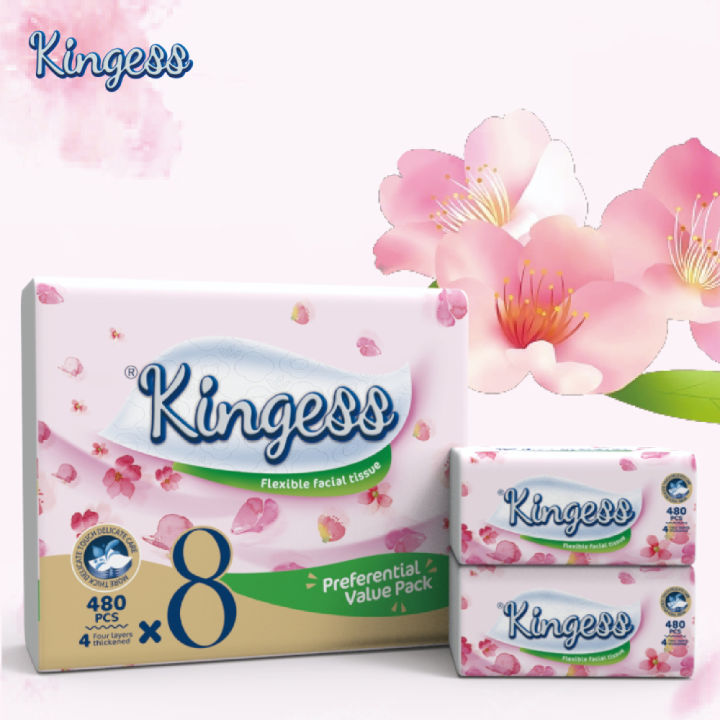 Kingess Cherry blossom 4Ply 480 Sheet Facial Tissue Paper Towel Inter