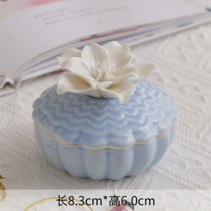 Non-Heritage Ceramic Hand-Pinching Flower Jewelry Storage Jar Ornament Ring Storage Creative Home Girl Gift