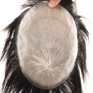 100% Human Hair Mens Toupee Fashion And Handsome Style Hair Piece Breathable Net Hair Replacement Natural Color