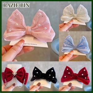 RAZIE BIN Bow Girl Headwear Mesh Velvet Hair Clip Party Girl Dance Hair Accessory Hair Clip Red Cute Little Girl Hair Accessories