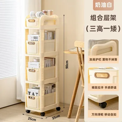 Storage Rack Bookshelf Movable School Beg Rack Multi-Layer Snack Storage Trolley