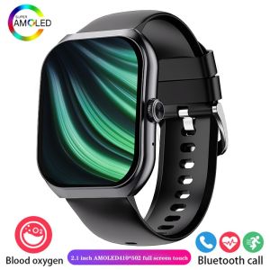 【Fast delivery】2025 Men Women HD Bluetooth Call 2.1-inch Smartwatch AMOLED screen Blood Pressure Monitor IP67 waterproof womens Smartwatch + box