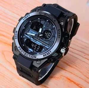 Jam Tangan Casio G SHOCK Pria Dual Time Body Besi Tali Karet