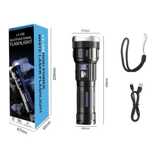 💕Rechargeable and Portable💕Multifunctional Portable Strong Light Flashlight with Long Battery Life Super Bright Flashlight Strong Light Super Bright Long Battery Life for Outdoor Use多功能便携式强光手电筒