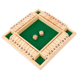 Four-Sided Flip Card Games Intellectual Educational Game Box Dice Toys Parent-Child Games Shut Wooden Number Game Board Games Four Sided 10 Numbers Shut The Box Board Game Set Toy Dice Party Club Drinking Games for Adults Families