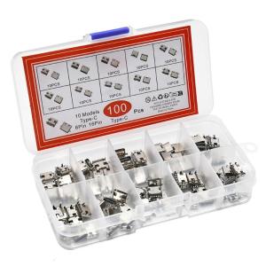 100Pcs Type C USB 3.1 Charging Dock Connector Mix 6Pin 16Pin Use for Mobile Phone Repair Fast Speed Data Transfer