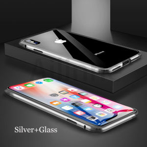 Cho Iphone 15 14 13 12 11 Pro Max XR XS Max Trường Hợp Kim Loại hai mặt kính cường lực Trường Hợp 360 Độ protectio vỏ điện thoại chống sốc