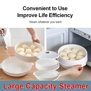 Plastic Microwave Steamer Food-Grade Heating Steamer Box Multi-Function Bun Steamer Kitchen Tools