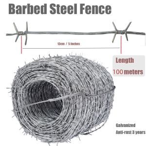 Natures Harmony  Steel Barbed Fence anti-climb steel sharp razor protect fence galvanized anti-rust steel wire Barbed wire10M/50M/100M/200M