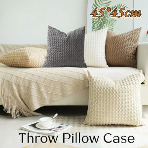 45cm Corduroy Throw Pillow Case Solid Striped Sofa Cushion Cover with Zipper Home Decoration