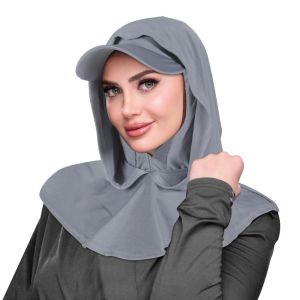 GOXBERK Sun Protection Sun Hat with Hood Wide Brim Solid Color Neck Shade Cap Fashion Neck Protection Turban Cap Women