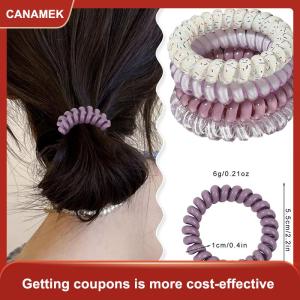 【CANAMEK 】 4pcs Womens Spiral Hair Ties Telephone Wire Cord Hair Ring Elastic Head Bands Rubber Band Scrunchies Headwear Hair Accessories