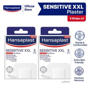(Twinpack) Hansaplast Sensitive XXL Wound Plasters (5 Strips) 8cm X 10cm / Wound Care - Cleanse Protect & Heal (Rawatan Luka)