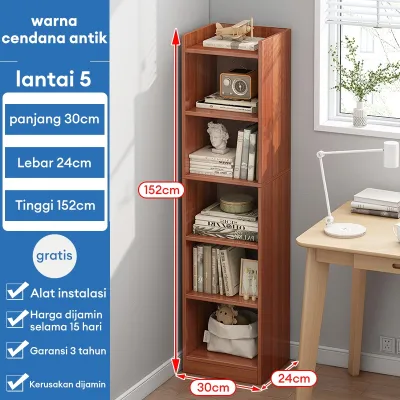 Rak Buku Kayu 6 Susun Rak Buku Susun Minimalis Lemari Display Serbaguna Rak Buku Portable Rak Susun